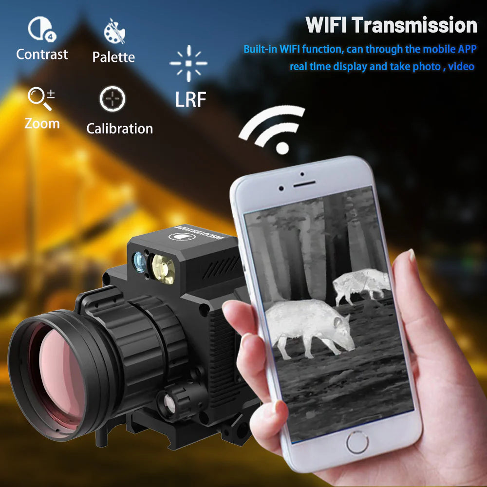 DTS642 Tactical Thermal Scope — Monocular Infrared Clip-On with 4 Pseudo-Color Modes, WiFi & Shockproof Design for Hunting